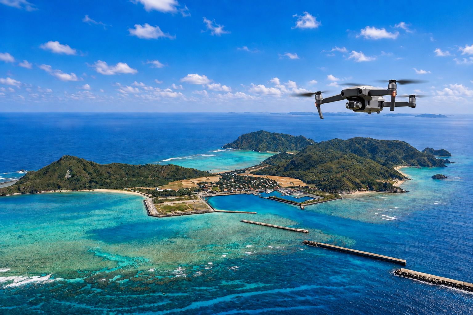沖縄・渡名喜島のドローン空撮